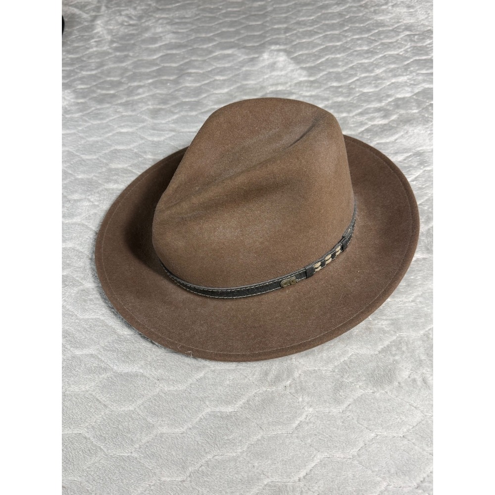 Country Gentleman Bromley LiteFelt Brown Wool Fedora Hat Made in USA Mens Large